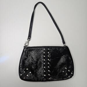 Michael Kors Black Patent Leather Studded Micro Handbag 8" x 5" Hand Carry Strap